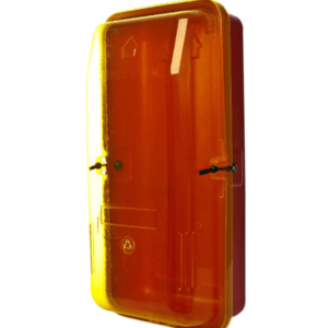 Buy 9.0kg Plastic Fire Extinguisher Cabinet with Yellow Transparent Front Cover at Majestic Fire Protection in Sydney