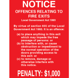 Buy Plastic Notice Offences Relating To Fire Exits (Large) at Majestic Fire Protection in Sydney